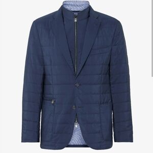 Corneliani Men's blue Jacket with Ribbed Collar